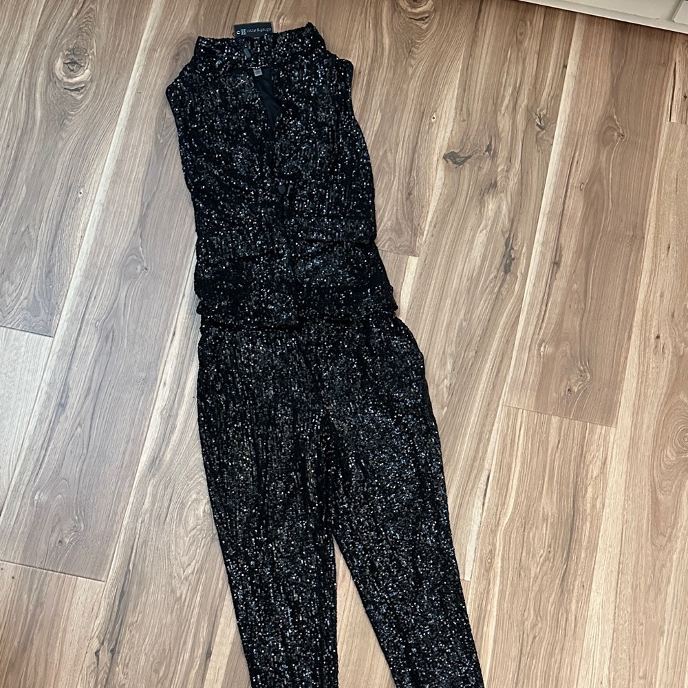 Cable & Gauge Black Sequin Pantsuit